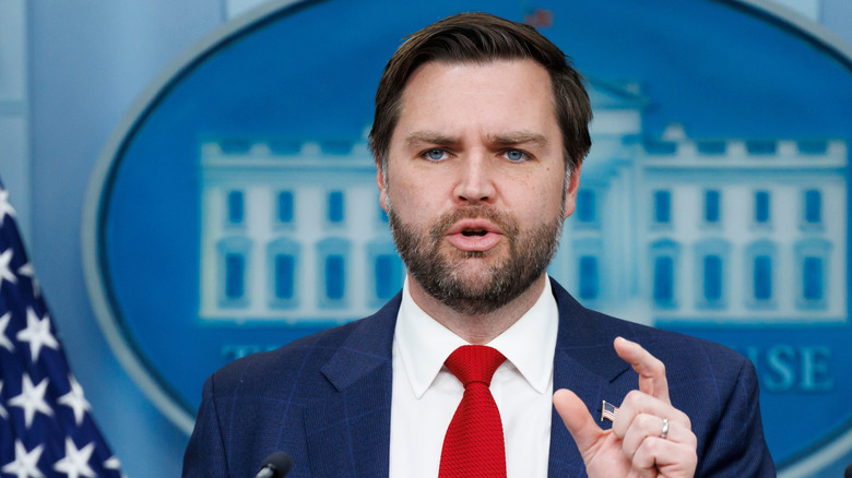 JD Vance speaking in the White House press office