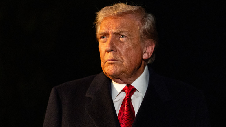 Donald Trump looks to the side