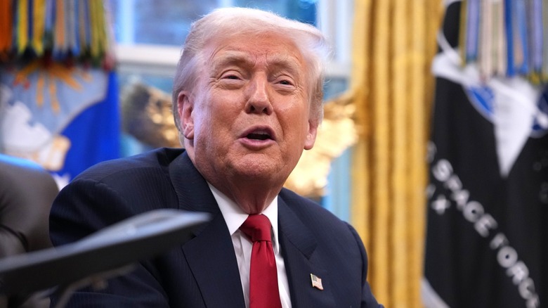 Donald Trump delivers remarks in the Oval Office of the White House (2025)