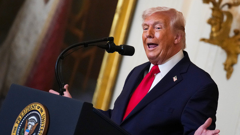 Donald Trump speaking at the White House