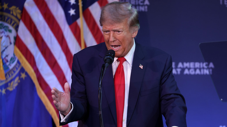 Donald Trump giving a speech