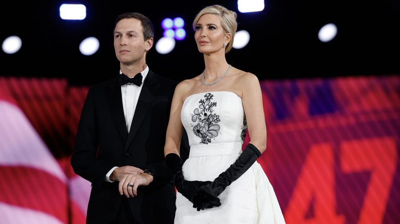 Ivanka Trump and Jared Kushner pose for photos at Donald Trump's inaugural ball