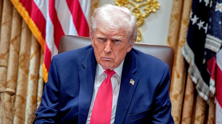 Donald Trump speaking during a cabinet meeting