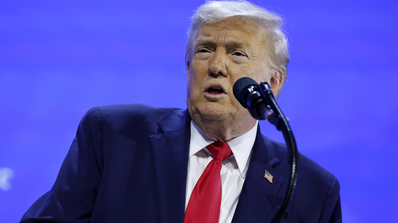 Donald Trump delivering a speech