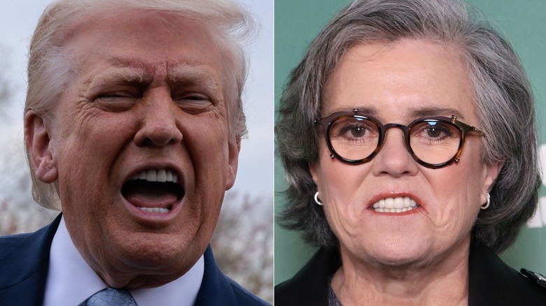Split image of Donald Trump and Rosie O'Donnell