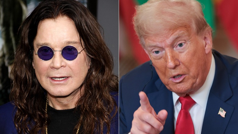 Side-by-side photos of Ozzy Osbourne and Donald Trump