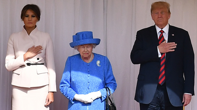 Melania Trump, Queen Elizabeth II, and Donald Trump