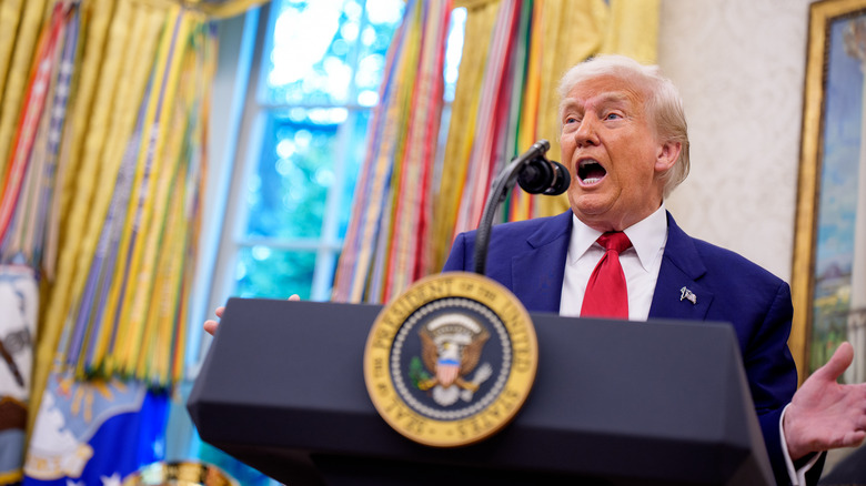 Donald Trump speaking in the Oval Office