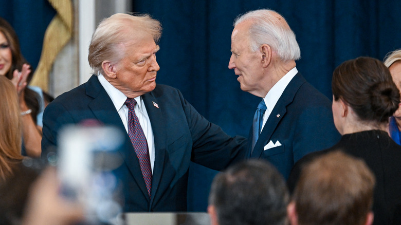 Donald Trump looking at Joe Biden