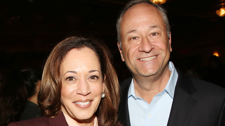 Kamala Harris and Doug Emhoff smile for the camera