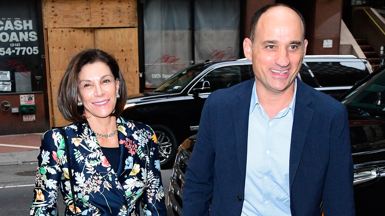 Hilary Farr and David Visentin of HGTV's "Love It or List It" walking down the street in 2019.