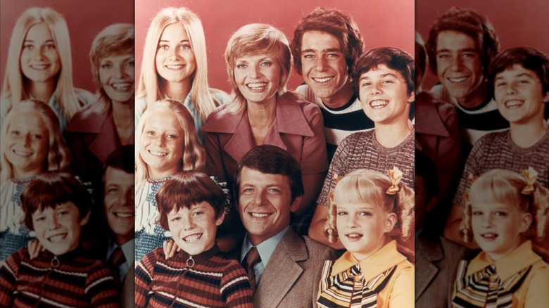 The cast of "The Brady Bunch" pose for a photo for the show circa 1972