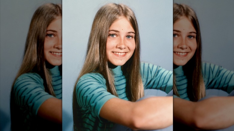 Maureen McCormick posing for a publicity photo for "The Brady Bunch" in 1972