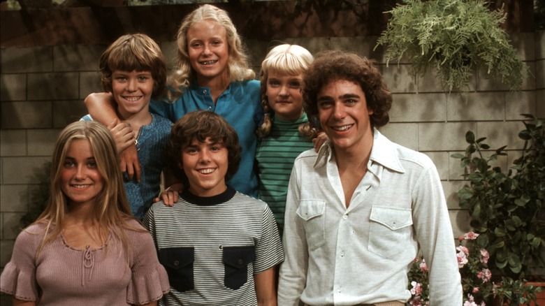 The cast of "The Brady Bunch" film a scene in 1972