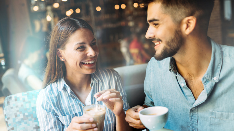 Couple on a date at a coffee shop