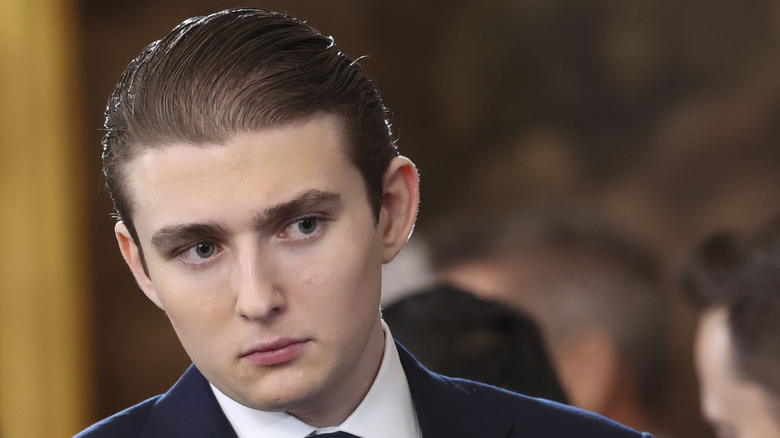 Barron Trump scowling