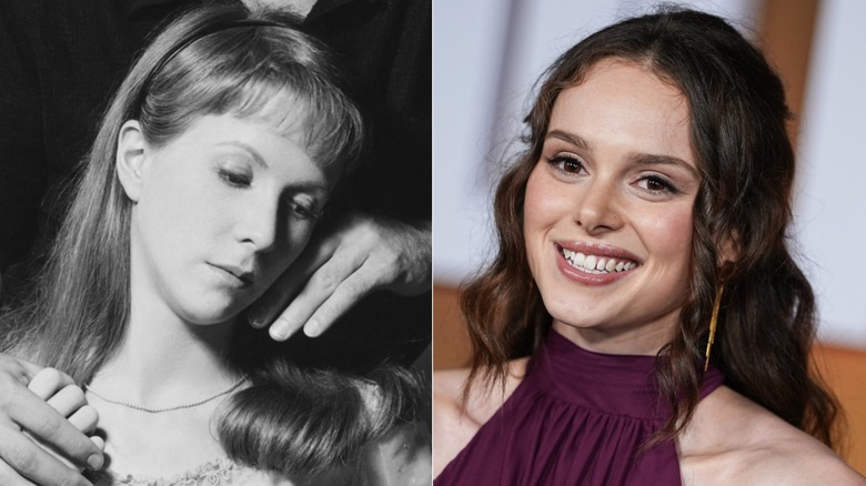 A black-and-white photo of Julie Harris next to a photo of Zoe Phillips