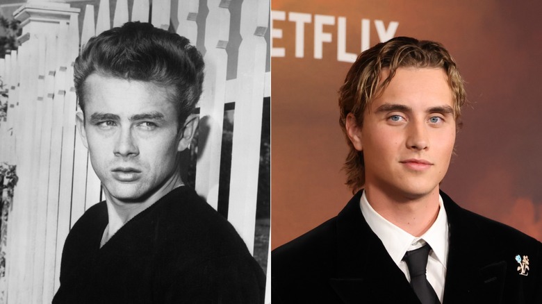 A black-and-white photo of James Dean next to a photo of Joseph Zada