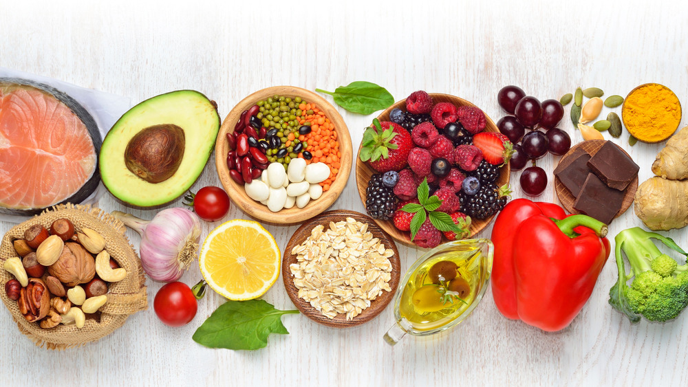 An array of heart healthy foods