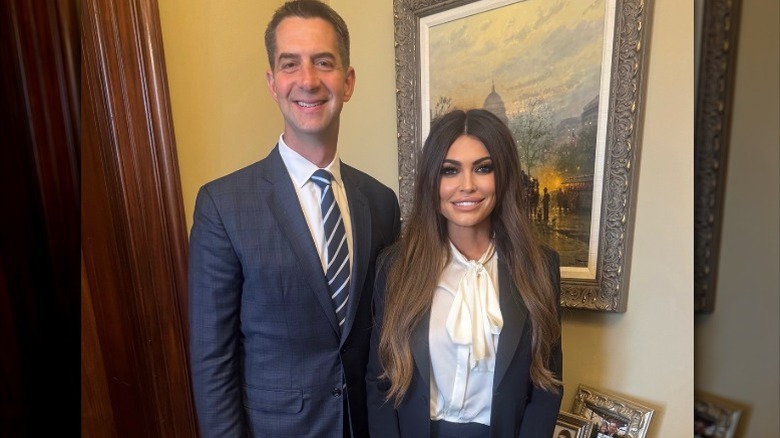 Tom Cotton and Kimberly Guilfoyle pose together in 2025