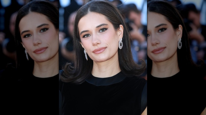 Close-up of Ella Bleu Travolta in a black gown