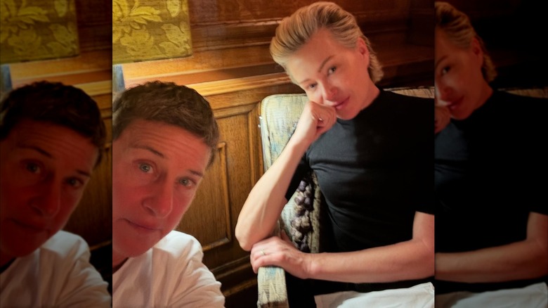 Ellen DeGeneres taking a selfie with wife Portia de Rossi
