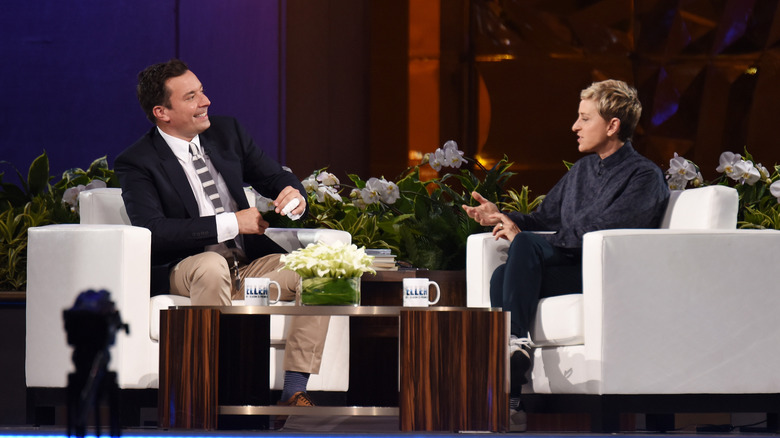 Jimmy Fallon and Ellen DeGeneres talking