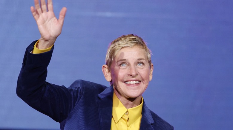 Ellen DeGeneres onstage during the Michelle Obama: The Light We Carry Tour in Washington, DC (2022)