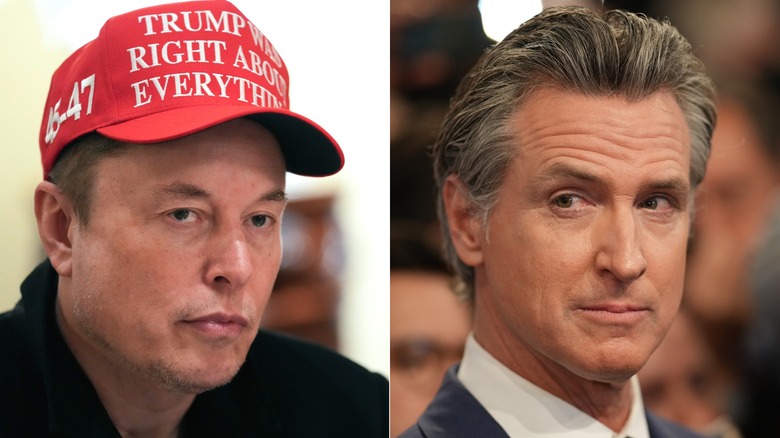 Elon Musk and Gavin Newsom pictured next to each other
