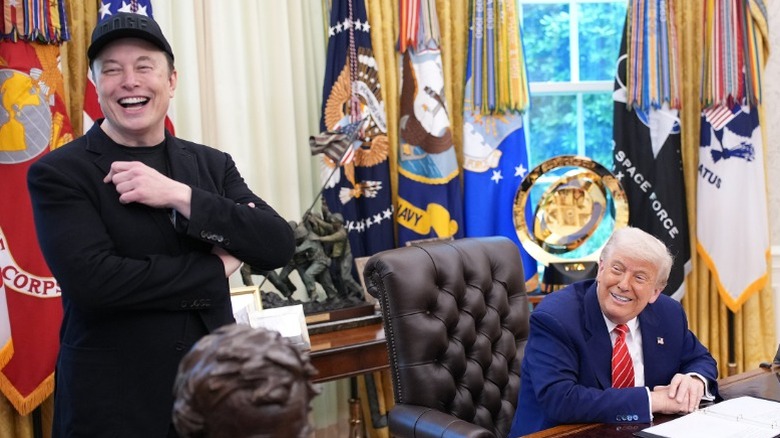 Elon Musk and Donald Trump smile together on Musk's final day in the White House (2025)