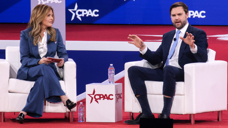 U.S. Vice President JD Vance speaks during an interview with political commentator Mercedes Schlapp at the Conservative Political Action Conference (CPAC) at the Gaylord National Resort Hotel And Convention Center on February 20, 2025 in Oxon Hill, Maryland.