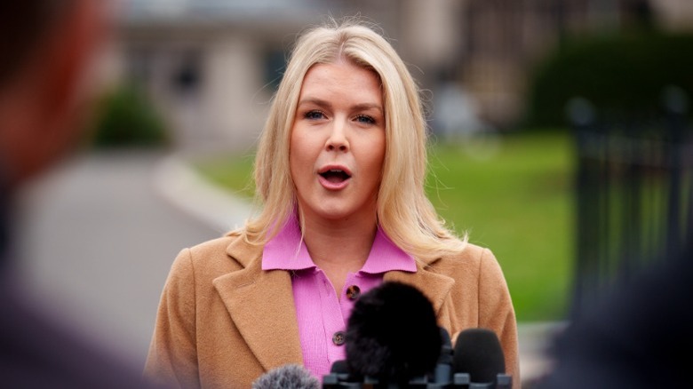 Karoline Leavitt gives a television interview on the North Lawn of the White House (2025)