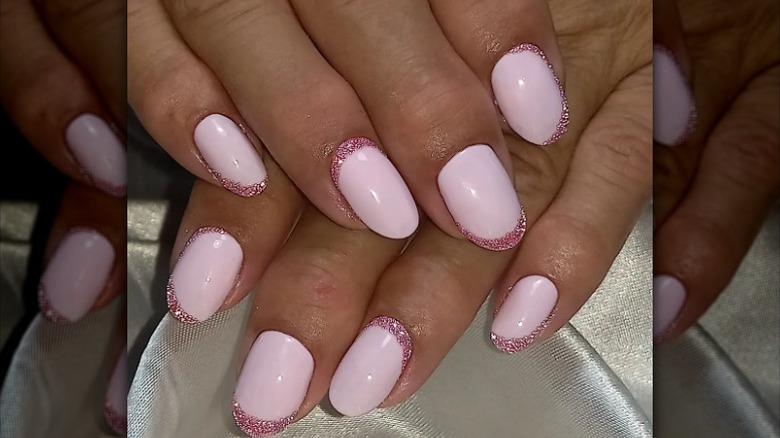 pastel pink with pink glitter outlines