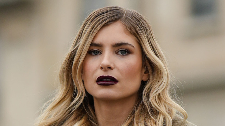 woman wearing black lip liner