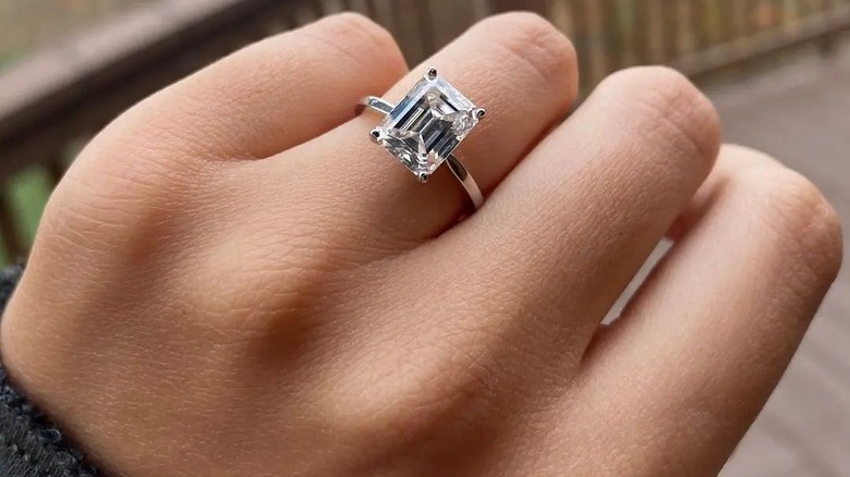 Emerald-cut engagement ring