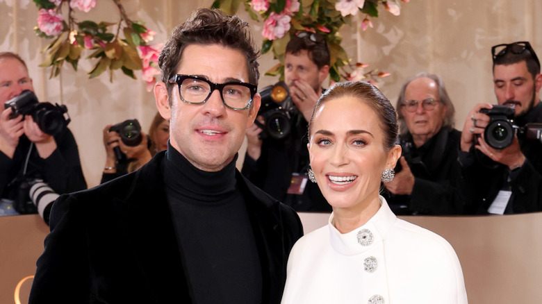 John Krasinski and Emily Blunt smiling together