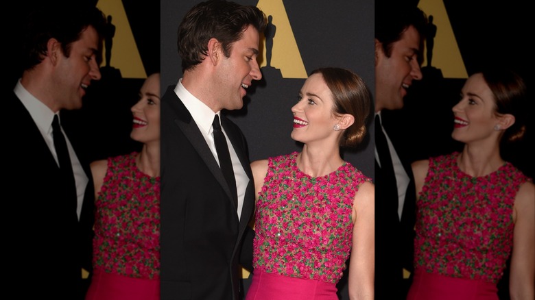 Emily Blunt and John Krasinski share a sweet glance on the red carpet