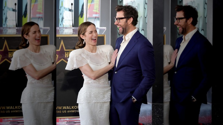 Emily Blunt and John Krasinski laugh together