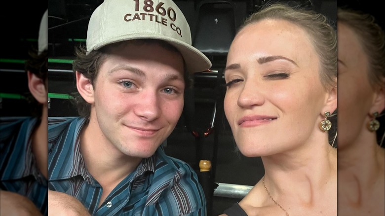 Emily Osment and Montana Jordan smiling