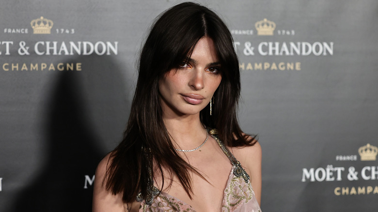 Emily Ratajkowski at a holiday celebration
