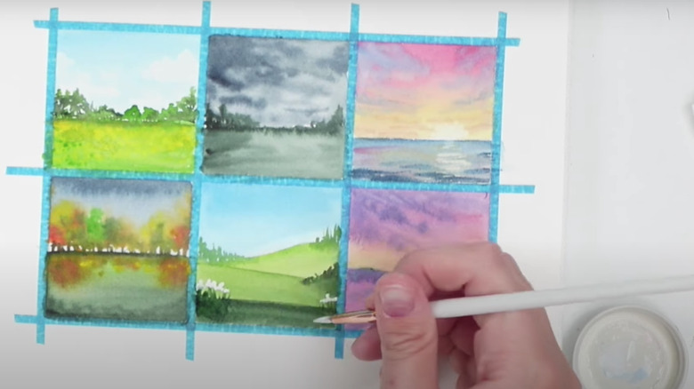 Emma Lefebvre painting tiny landscapes