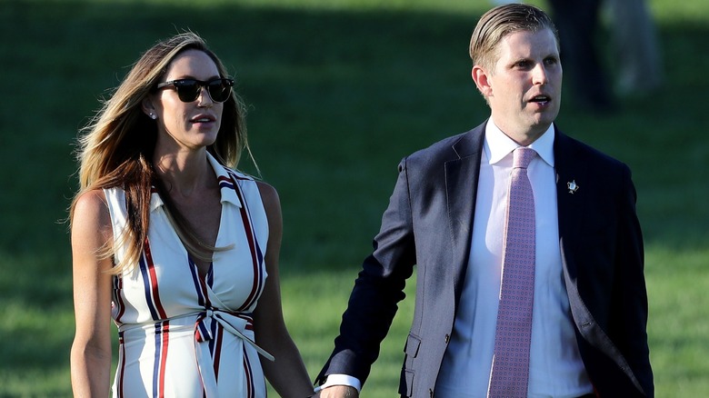 Lara Trump and Eric Trump walking