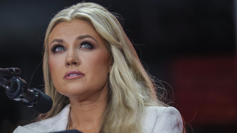 Erika Kirk speaks during the memorial service for her husband, political activist Charlie Kirk at State Farm Stadium on September 21