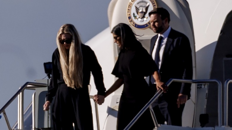 Erika Kirk, Usha Vance, and JD Vance arrive in Phoenix, AZ via Air Force Two (2025)