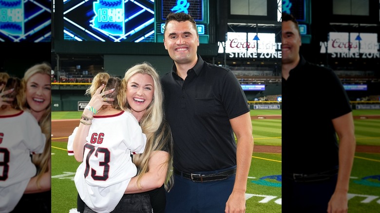 Charlie and Erika Kirk with daughter at Chase Field