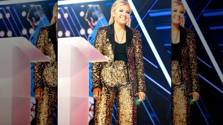 Erika Kirk wearing her gold suit