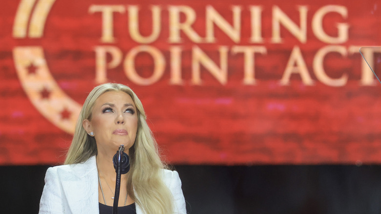 Erika Kirk with microphone