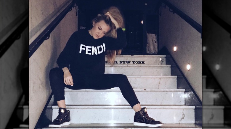 Erika Kirk posing on steps in New York in 2018