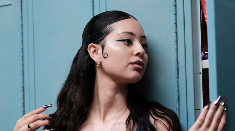 Alexa Demie with sharp liner flick in Euphoria still