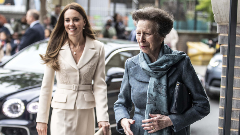 Princess Anne, The Princess Royal, Patron of the Royal College of Midwives (RCM), and Catherine, Duchess of Cambridge, Patron of the Royal College of Obstetricians and Gynaecologists (RCOG), visit the RCM and RCOG's headquarters (2022)